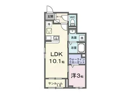 小山5丁目アパート(1LDK/1階)の間取り写真