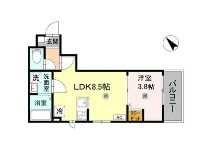 ルミナス所沢(1LDK/1階)の間取り写真