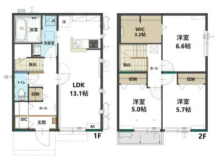 西武池袋・豊島線 西所沢駅 徒歩11分 2階建 築1年(3LDK)の間取り写真