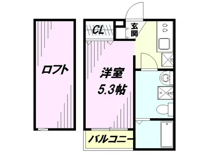 カザリベ航空公園(ワンルーム/1階)の間取り写真