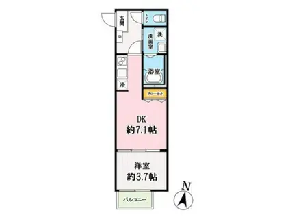 キャメル西所沢プレミア(1DK/2階)の間取り写真