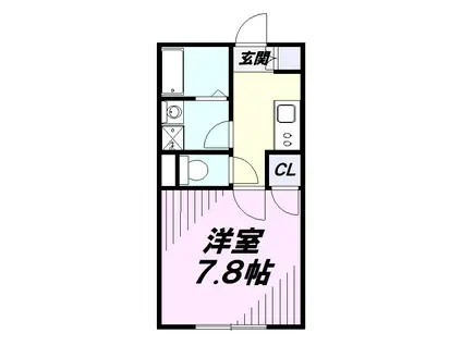 フィユフラッツ西所沢(1K/2階)の間取り写真