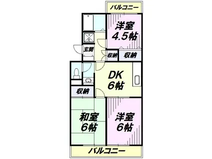 ルネッサンス小手指Ⅰ(3DK/3階)の間取り写真