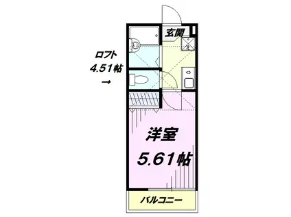 メゾンド シエル航空公園(1K/2階)の間取り写真