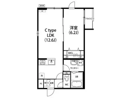 リブリ・ノーブル(1LDK/1階)の間取り写真