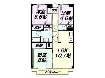 クレール椿峰(3LDK/2階)の間取り写真