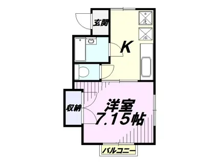 トレス所沢B(1DK/1階)の間取り写真