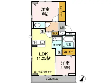 シェーン・アネーロ(2LDK/2階)の間取り写真