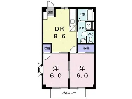 フラワーハイツA(2DK/2階)の間取り写真