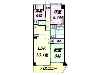 プランヴェール入間霞川(3LDK/7階)の間取り写真