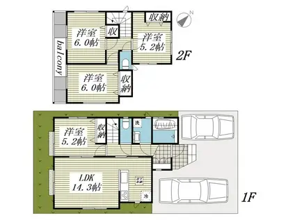西武池袋・豊島線 入間市駅 徒歩34分 2階建 築2年(4LDK)の間取り写真