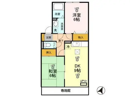 パティオB(2DK/1階)の間取り写真