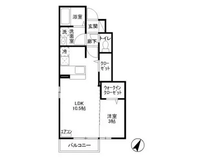 プリームスC(1LDK/1階)の間取り写真