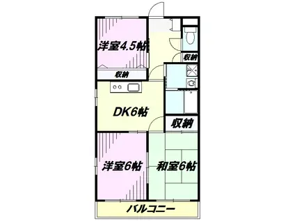 グリーンヒル見谷 A(3DK/1階)の間取り写真