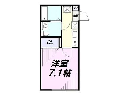 CALME川越(1K/1階)の間取り写真