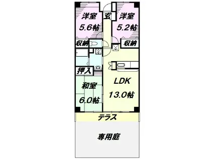 トランヴェール(3LDK/1階)の間取り写真