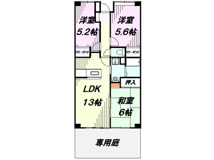 ライフプレイスシーマⅡ(3LDK/1階)の間取り写真