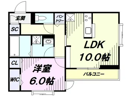 グラシューズ(1LDK/2階)の間取り写真