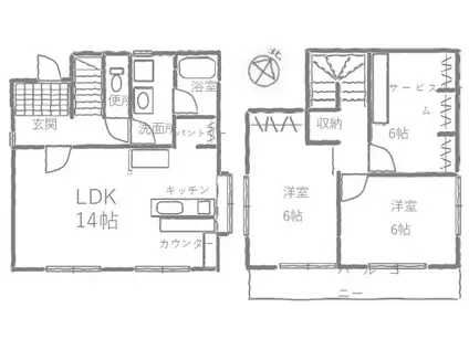西武池袋・豊島線 入間市駅 徒歩32分 2階建 築48年(2SLDK)の間取り写真