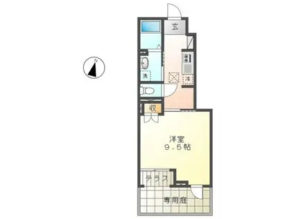 ペアリーフ(1K/1階)の間取り写真