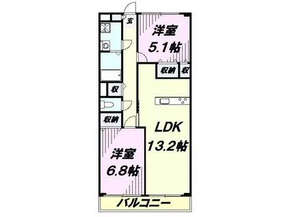 グランドマンション中内出(2LDK/3階)の間取り写真