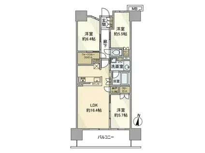インプレスト所沢(3LDK/10階)の間取り写真