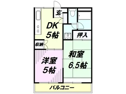 メゾンボヌール(2DK/2階)の間取り写真