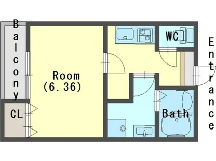 ジーメゾン新狭山ノース(1K/2階)の間取り写真