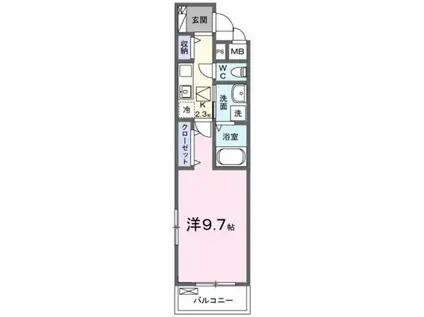 エスポワール(1K/1階)の間取り写真