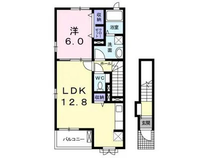 ベルカーサ(1LDK/2階)の間取り写真