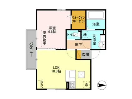 レフィナード(1LDK/1階)の間取り写真