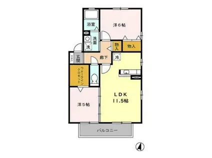 レスポワールⅠ(2LDK/2階)の間取り写真