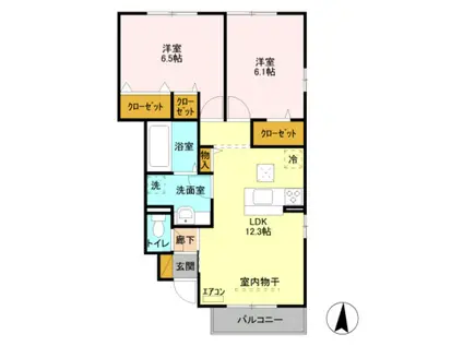 コリーヌA(2LDK/1階)の間取り写真