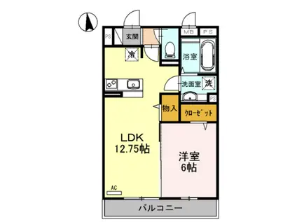 プランドールA棟(1LDK/3階)の間取り写真