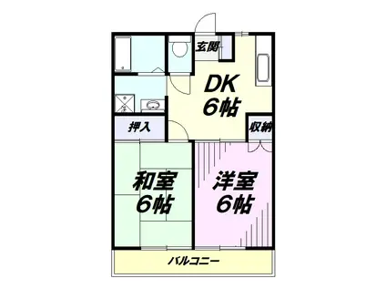 メゾンソレイユ(2DK/1階)の間取り写真