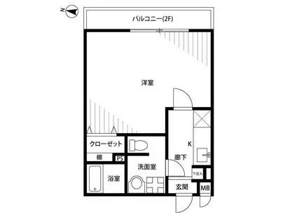 アムールⅡ EST(1K/1階)の間取り写真