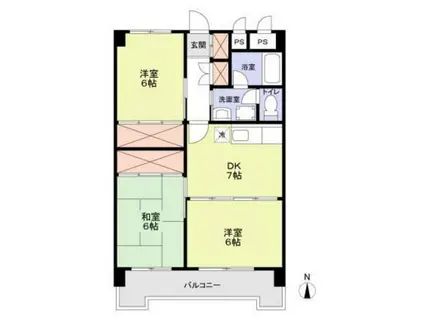 川端ハイツ(3DK/1階)の間取り写真