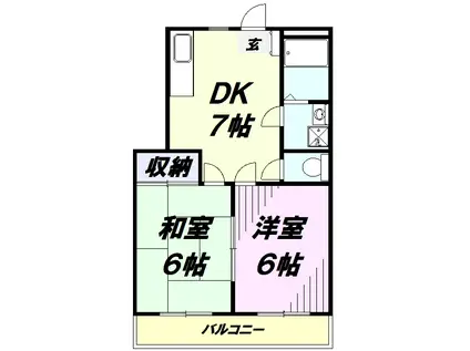 クレイルヴィラⅠ(2DK/3階)の間取り写真