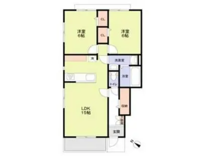 フォレストヴィラ所沢中富(2LDK/1階)の間取り写真