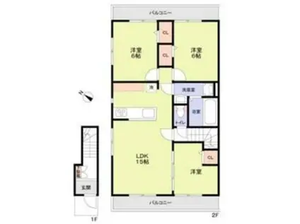 フォレストヴィラ所沢中富(3LDK/2階)の間取り写真