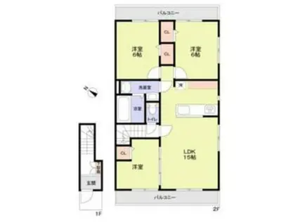 フォレストヴィラ所沢中富(3LDK/2階)の間取り写真