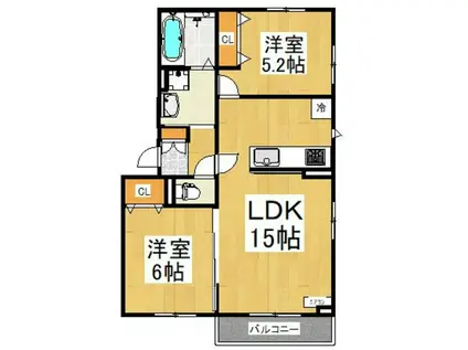 トレパーチェ小手指南(2LDK/2階)の間取り写真