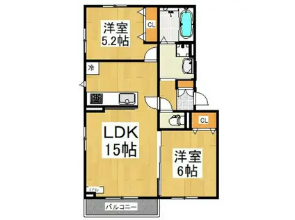 トレパーチェ小手指南(2LDK/1階)の間取り写真