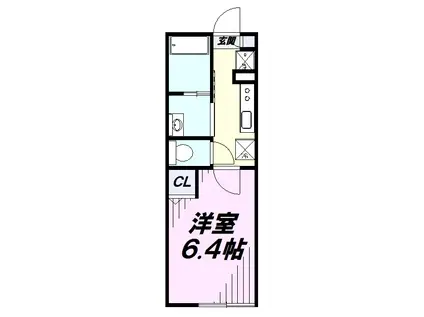 BLOOM所沢TWO(1K/1階)の間取り写真