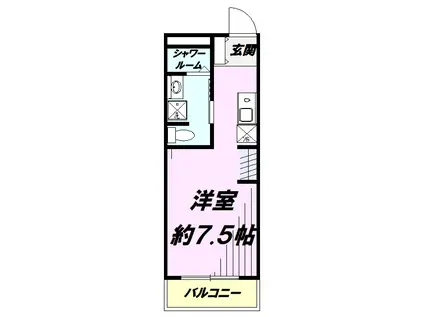 ロイヤルハイツ東所沢(ワンルーム/2階)の間取り写真