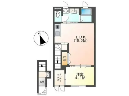 グルナード(1LDK/2階)の間取り写真