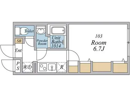 リブリ清瀬2(1K/2階)の間取り写真