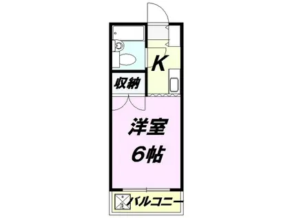 ファミール北野B(1K/1階)の間取り写真