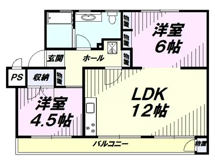 新狭山ハイツ15号棟(2LDK/4階)の間取り写真