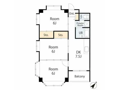 ニューブライトマンション(3DK/3階)の間取り写真